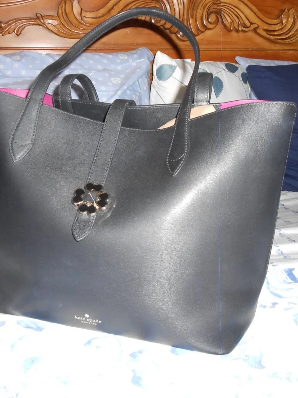 Kate Spade Tote Bag Women's Large Black Nicola Twist lock closure VGC